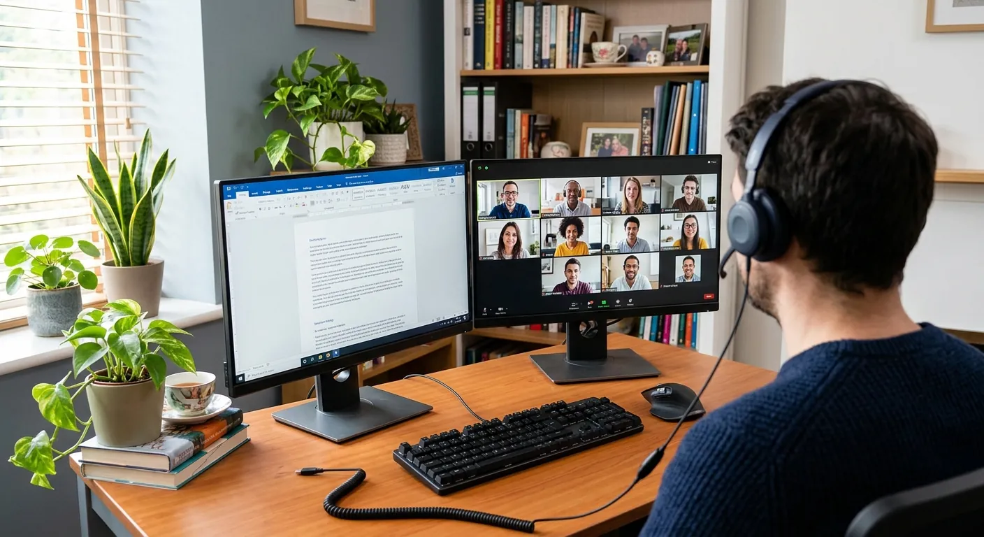 Home Office Arbeitsplatz mit Dual-Monitor-Setup in Binningen