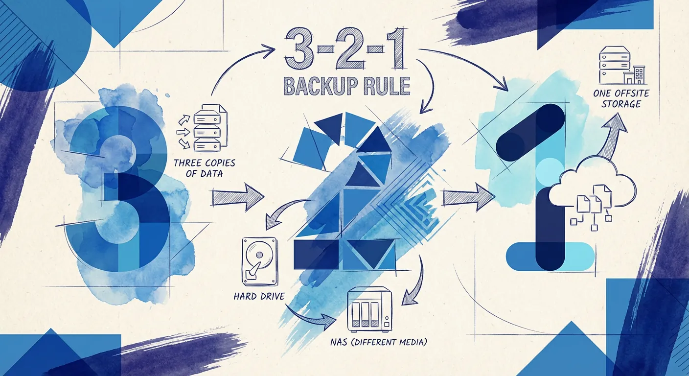 Die 3-2-1 Backup-Regel: Illustration Datensicherung Basel